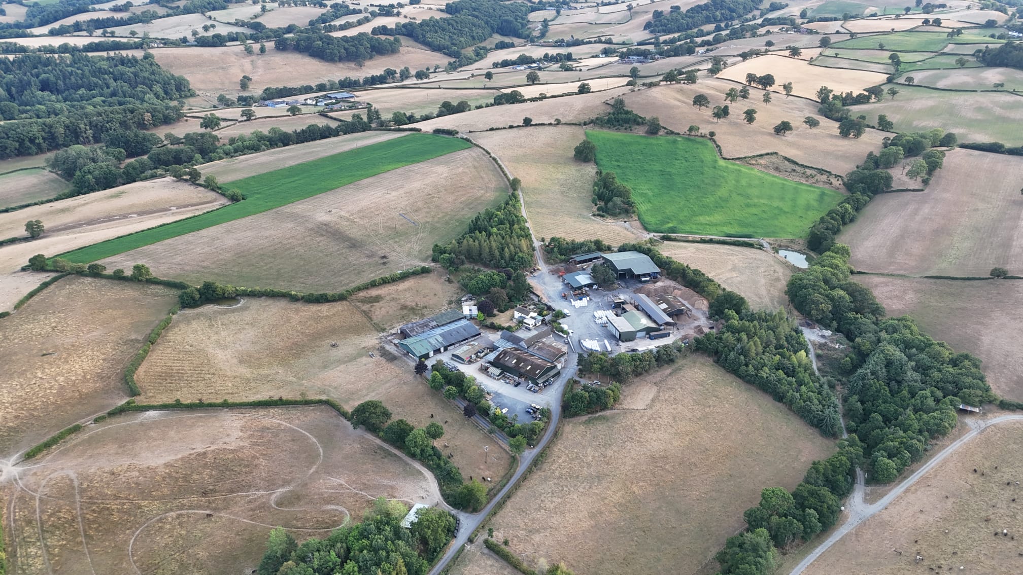 Aerial view of Caebardd Farm